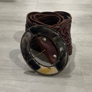 Brown Braided Leather Belt